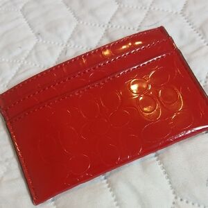 Coach Red Patent Leather Key Card Holder